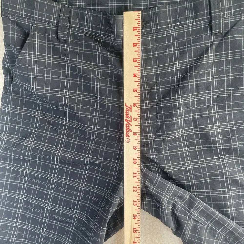Under Armour Golf Shorts Mens Sz 38 Black Check Chino Flat Front Performance